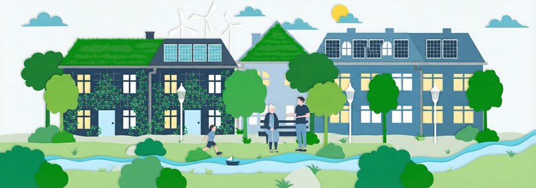 individuelle Grafik des Kompetenzzentrum Klima; blau-grüne Kommune