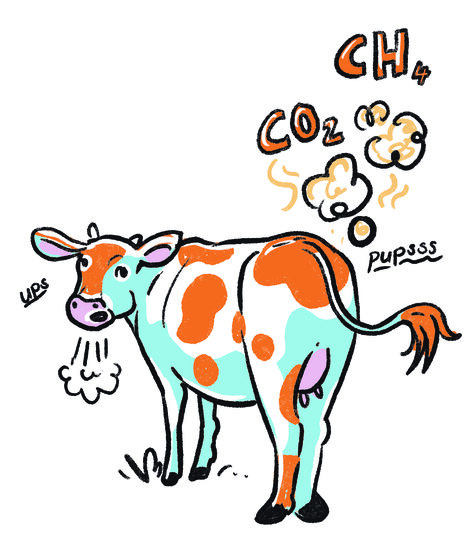 Comiczeichnung einer bunten Kuh