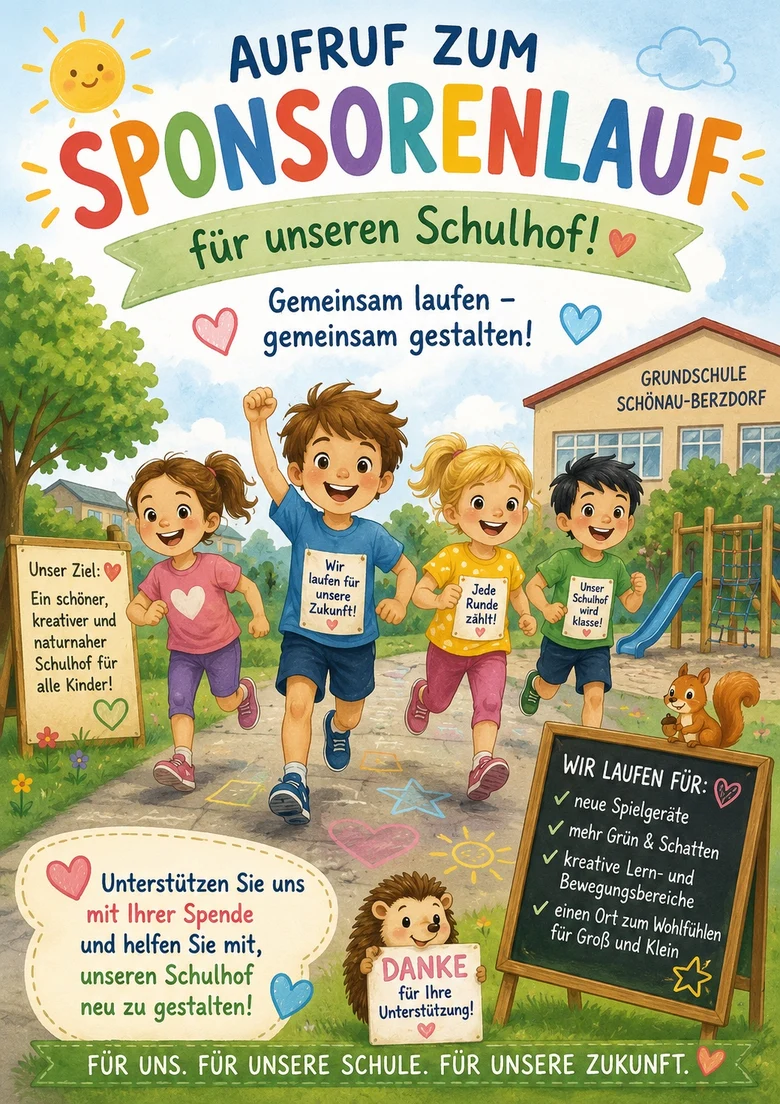Werbebild für den Sponsorenlauf. Comichafter Stil