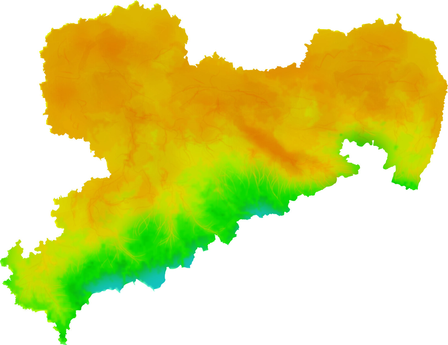 farbige Klimakarte von Sachsen