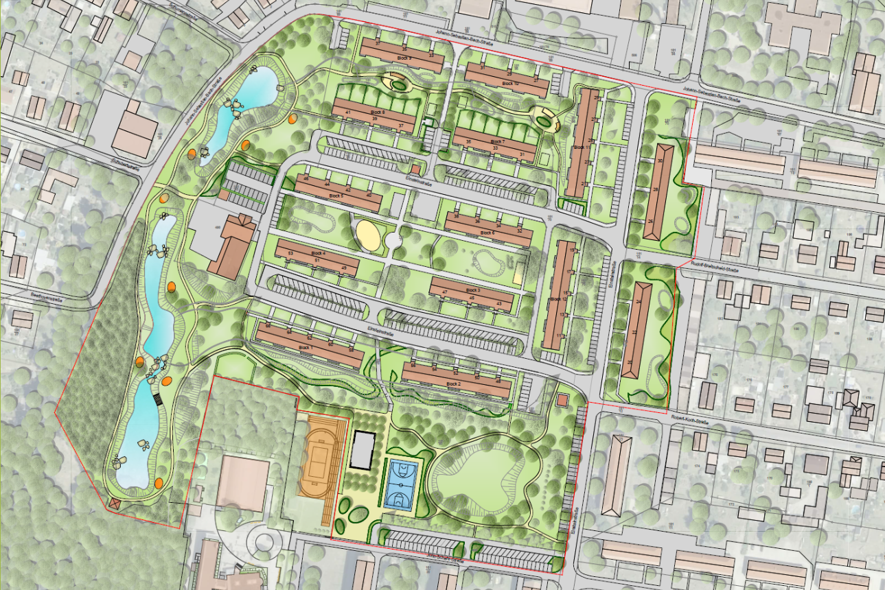 Ein Plan einer Stadt zur Begrünung von städtischen Flächen.