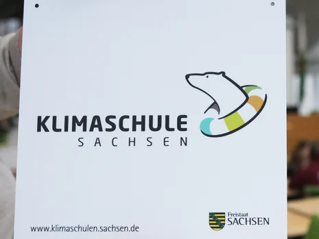 Logo Klimaschulinitiative - Eisbär mit buntem Schal